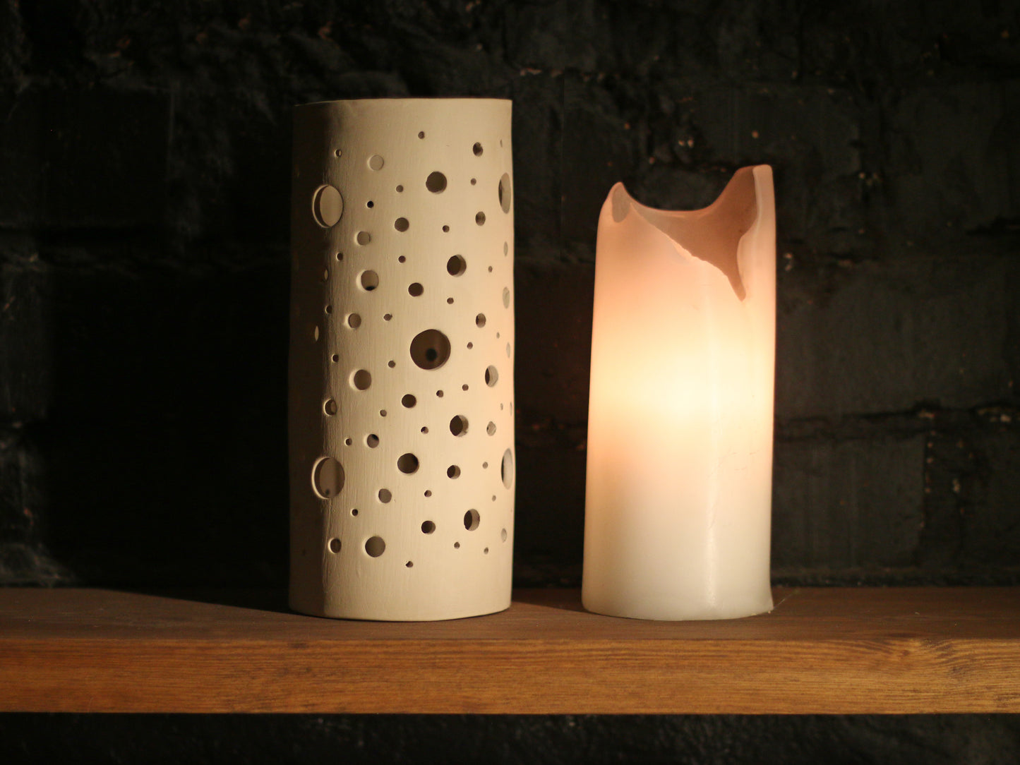 Mēness gaismas laterna - baltā māla svečturis