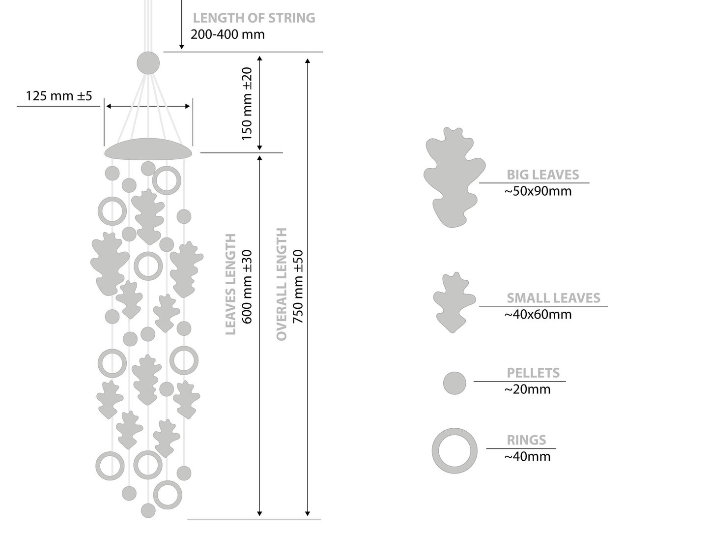 Baltā māla Ozollapu vēja zvani
