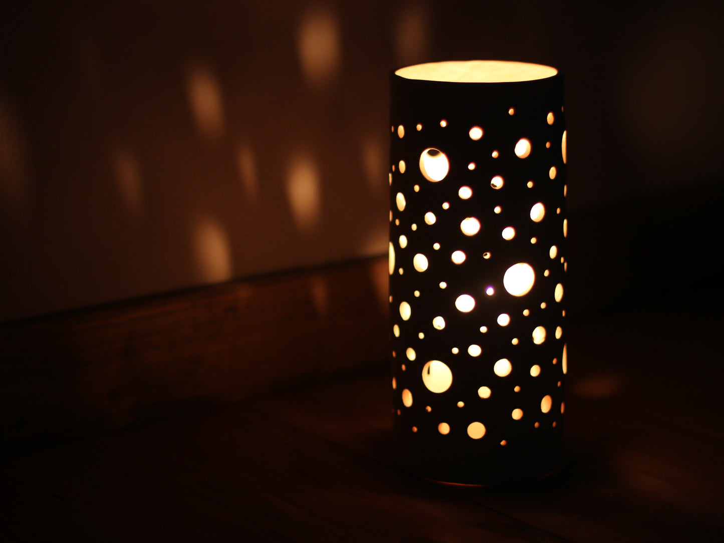 Moon light lantern - white clay candlestick